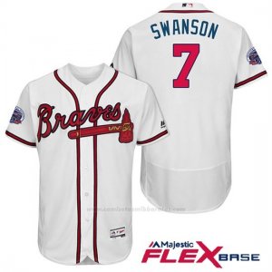 Camiseta Beisbol Hombre Atlanta Braves 7 Dansby Swanson Blanco 2017 All Star Flex Base