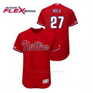 Camiseta Beisbol Hombre Philadelphia Phillies Aaron Nola 150th Aniversario Patch Flex Base Rojo