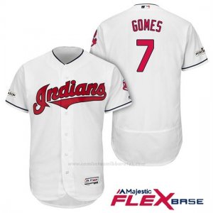 Camiseta Beisbol Hombre Cleveland Indians 2017 Postemporada Yan Gomes Blanco Flex Base