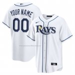 Camiseta Beisbol Hombre Tampa Bay Rays Home Replica Personalizada Blanco