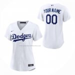 Camiseta Beisbol Mujer Los Angeles Dodgers Primera Replica Personalizada Blanco