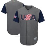Camiseta Hombre Estados Unidos Clasico Mundial de Beisbol 2017 Personalizada Gris