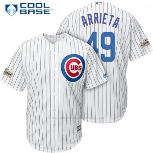 Camiseta Beisbol Hombre Chicago Cubs 2017 Postemporada 49 Jake Arrieta Blanco Cool Base