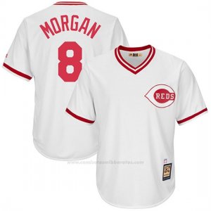 Camiseta Beisbol Hombre Cincinnati Reds Mensrojos 8 Joe Morgan Blanco Cooperstown Coleccion