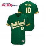 Camiseta Beisbol Hombre Oakland Athletics Marcus Semien 150th Aniversario Patch Flex Base Kelly Verde