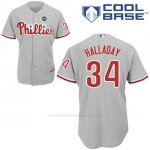 Camiseta Beisbol Hombre Philadelphia Phillies Roy Halladay Gris Cool Base Jugador