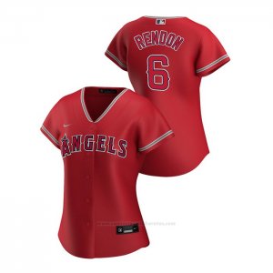 Camiseta Beisbol Mujer Los Angeles Angels Anthony Rendon 2020 Replica Alterno Rojo