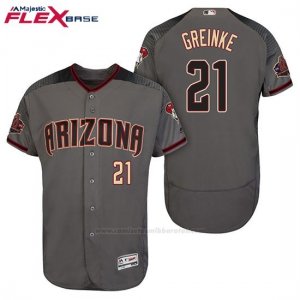 Camiseta Beisbol Hombre Arizona Diamondbacks 21 Zack Greinke Gris Negro 20 Aniversario Flex Base