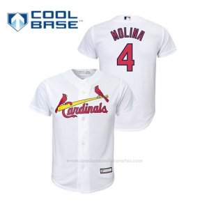 Camiseta Beisbol Nino St. Louis Cardinals Yadier Molina Cool Base Primera Replica Blanco