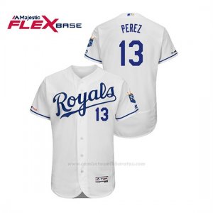 Camiseta Beisbol Hombre Kansas City Royals Salvador Perez 150th Aniversario Patch Flex Base Blanco