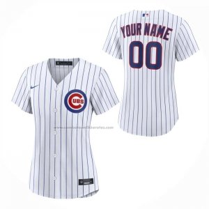 Camiseta Beisbol Mujer Chicago Cubs Primera Replica Personalizada Blanco