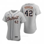 Camiseta Beisbol Hombre Detroit Tigers Jackie Robinson Autentico 2020 Road Gris