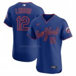 Camiseta Beisbol Hombre New York Mets Francisco Lindor Alterno 2 Elite Azul