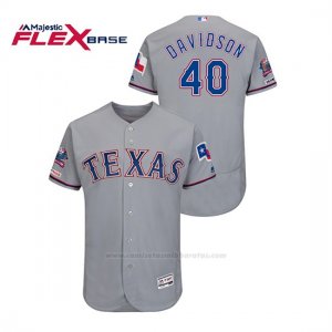Camiseta Beisbol Hombre Texas Rangers Matt Davidson 150th Aniversario Patch Autentico Flex Base Gris