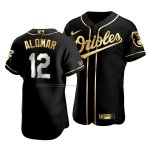 Camiseta Beisbol Hombre Baltimore Orioles Roberto Alomar Golden Edition Autentico Negro