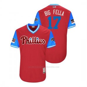 Camiseta Beisbol Hombre Philadelphia Phillies Rhys Hoskins 2018 Llws Players Weekend Big Fella Scarlet