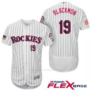 Camiseta Beisbol Hombre Colorado Rockies 2017 Estrellas y Rayas Charlie Negromon 19 Blanco Flex Base