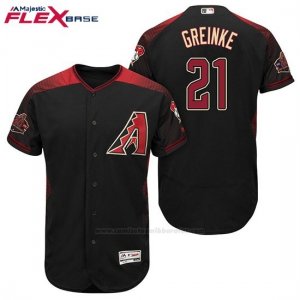 Camiseta Beisbol Hombre Arizona Diamondbacks 21 Zack Greinke Negro Rojo Alterno 20 Aniversario Flex Base