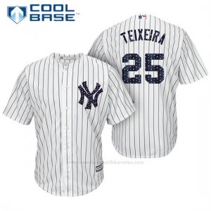 Camiseta Beisbol Hombre New York Yankees 2017 Estrellas y Rayas Mark Teixeira Blanco Cool Base