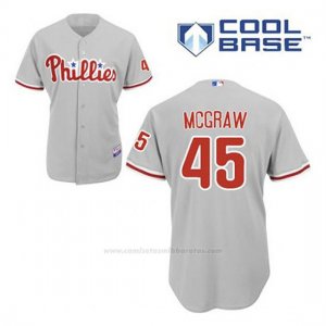 Camiseta Beisbol Hombre Philadelphia Phillies Tug Mcgraw 45 Gris Cool Base