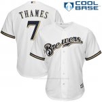 Camiseta Beisbol Hombre Milwaukee Brewers Eric Thames Blanco Jugador Cool Base