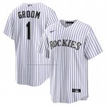 Camiseta Beisbol Hombre Colorado Rockies NO 1 Groom Primera Replica Blanco