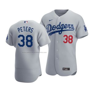 Camiseta Beisbol Hombre Los Angeles Dodgers Dj Peters Autentico Alterno Gris