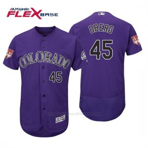 Camiseta Beisbol Hombre Colorado Rockies Scott Oberg Flex Base Entrenamiento de Primavera 2019 Violeta