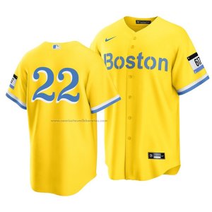 Camiseta Beisbol Hombre Boston Red Sox Danny Santana 2021 City Connect Replica Oro