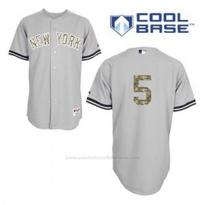 Camiseta Beisbol Hombre New York Yankees Joe Dimaggio 5 Gris Usmc Cool Base