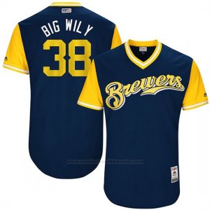Camiseta Beisbol Hombre Milwaukee Brewers 2017 Little League World Series Wily Peralta Azul