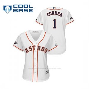 Camiseta Beisbol Mujer Houston Astros Carlos Correa 2019 Postseason Cool Base Blanco