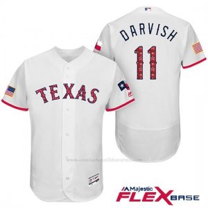 Camiseta Beisbol Hombre Texas Rangers 2017 Estrellas y Rayas Yu Darvish Blanco Flex Base