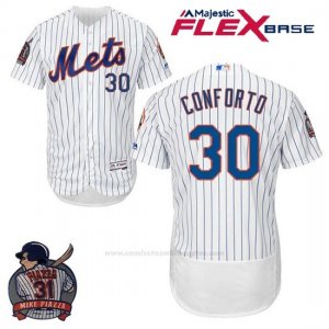 Camiseta Beisbol Hombre New York Mets Michael Conforto Blanco Flex Base With Piazza