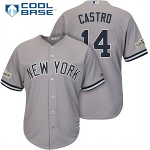 Camiseta Beisbol Hombre New York Yankees 2017 Postemporada Starlin Castro Gris Cool Base