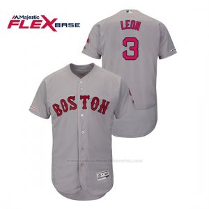 Camiseta Beisbol Hombre Boston Red Sox Sandy Leon 150th Aniversario Patch Autentico Flex Base Gris