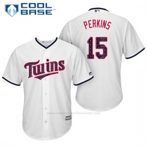 Camiseta Beisbol Hombre Minnesota Twins 2017 Estrellas y Rayas Glen Perkins Blanco Cool Base