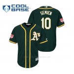 Camiseta Beisbol Hombre Oakland Athletics Marcus Semien Cool Base Entrenamiento de Primavera 2019 Verde