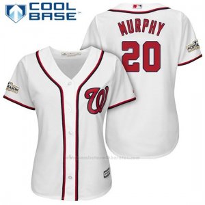 Camiseta Beisbol Mujer Washington Nationals 2017 Postemporada Daniel Murphy Blanco Cool Base