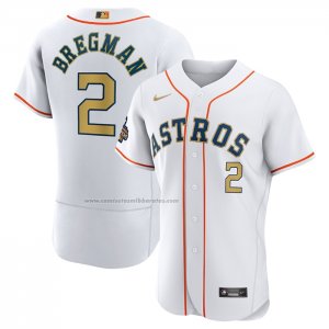 Camiseta Beisbol Hombre Houston Astros Alex Bregman 2023 Gold Collection Autentico Blanco