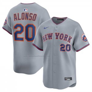 Camiseta Beisbol Hombre New York Mets Pete Alonso Segunda Limited Gris1 Camiseta Beisbol Hombre New York Mets Pete Alonso Segunda Limited Gris1