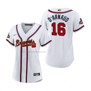 Camiseta Beisbol Mujer Atlanta Braves Travis D'arnaud 2022 Gold Program Replica Blanco