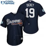 Camiseta Beisbol Hombre Atlanta Braves 19 R.A. Dickey Azul 2017 Entrenamiento de Primavera Cool Base