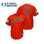 Camiseta Beisbol Hombre Baltimore Orioles Dylan Bundy Cool Base Entrenamiento de Primavera 2019 Naranja
