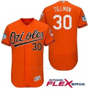Camiseta Beisbol Hombre Baltimore Orioles 30 Chris Tillman Naranja 2017 Entrenamiento de Primavera Flex Base Jugador