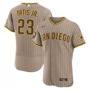 Camiseta Beisbol Hombre San Diego Padres Fernando Tatis Jr Alterno Autentico Parche Patrocinador Marron