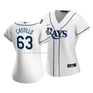 Camiseta Beisbol Mujer Tampa Bay Rays Diego Castillo Primera Replica Blanco