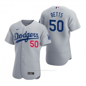 Camiseta Beisbol Hombre Los Angeles Dodgers Mookie Betts Autentico 2020 Alterno Gris