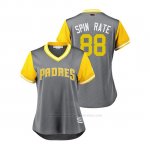 Camiseta Beisbol Mujer San Diego Padres Phil Maton 2018 Llws Players Weekend Spin Rate Gris