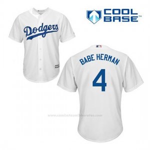 Camiseta Beisbol Hombre Los Angeles Dodgers Babe Herman 4 Blanco 1ª Cool Base